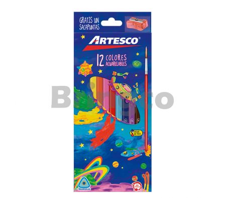 Lapiz de Color Artesco Acuarelables Largo Paq x 12 Colores (Br)