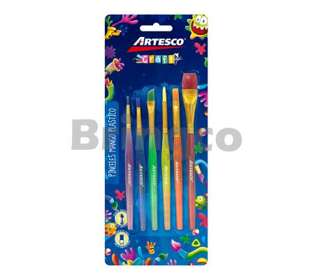 Pincel Nylon Artesco Mango Plastico Paq x 6 und (Br)