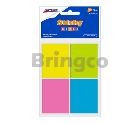 Notas Autoadhesivas Artesco Neon 4 x 5 Paq x 400 und (Br)