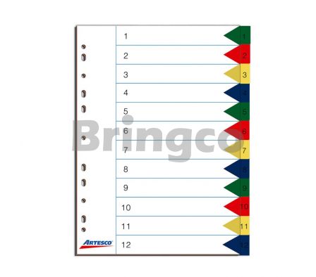 Separador Plastico Artesco A4 Colores Surtidos Paq x 12 und (Br)