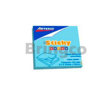 Notas Autoadhesivas Artesco Azul Pastel 7,5 x 7,5 Paq x 100 und (Br)
