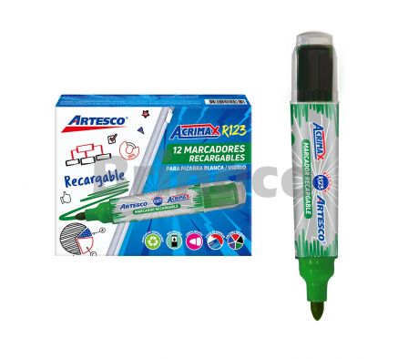 Marcador para Pizarra Recargable Artesco R123 Verde und (Br)