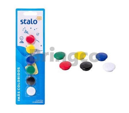 Iman para Pizarra Redondo 20mm Stalo Colores Surtidos Paq x 6 und