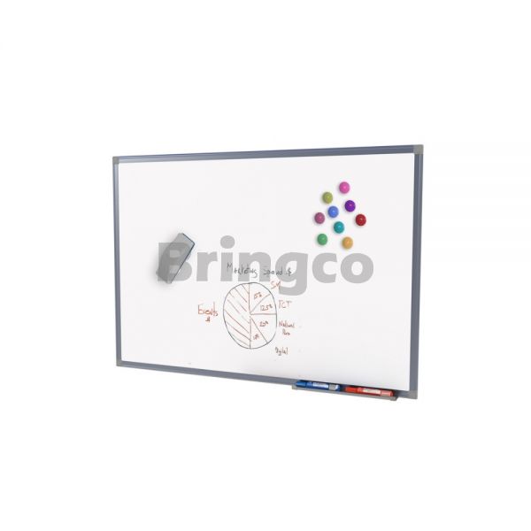 Pizarra/tablon anuncios imantado vitrificado marco aluminio 90x60